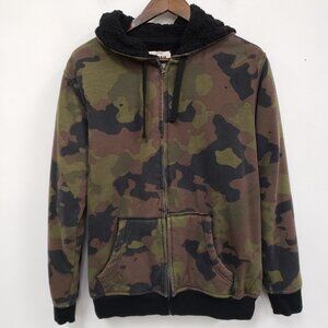 Hybrid Threads Mens Y2K Thick Sherpa Camo Hoodie Size M Jesse Pinkman Grunge